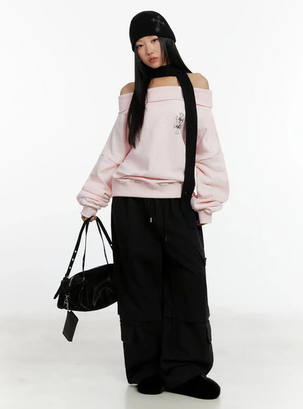off-shoulder-graphic-sweatshirt-id525 / Pink