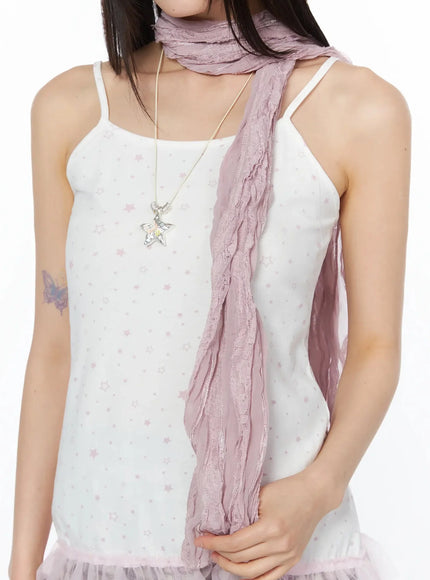 lace-chiffon-scarf-iy526 / Pink