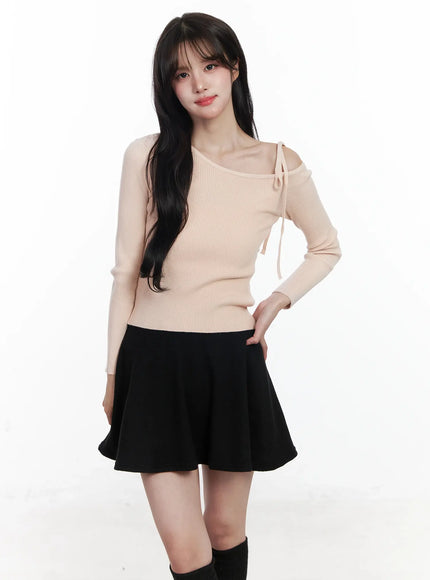 ribbon-off-shoulder-knit-top-ij529 / Pink