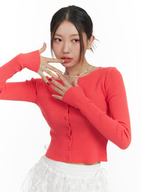 basic-cropped-cardigan-oa419 / Red
