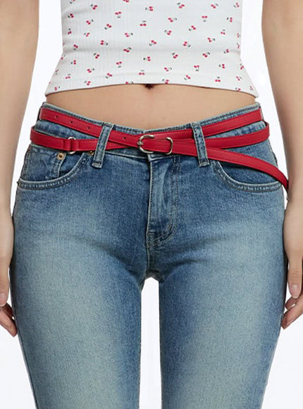 slim-double-cross-belt-iu503 / Red
