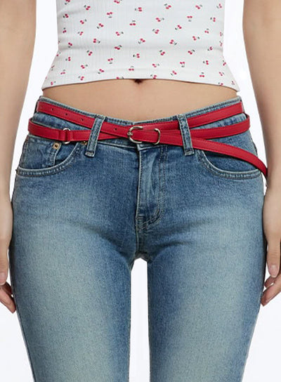 slim-double-cross-belt-iu503 / Red