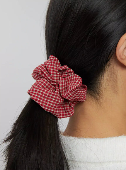 gingham-scrunchie-in503 / Red