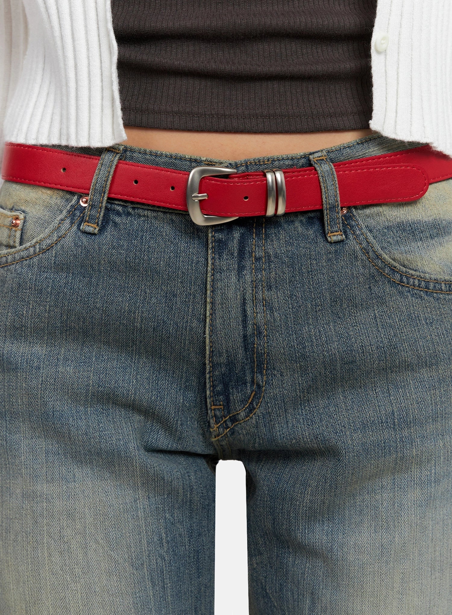 square-buckle-basic-belt-ig527 / Red