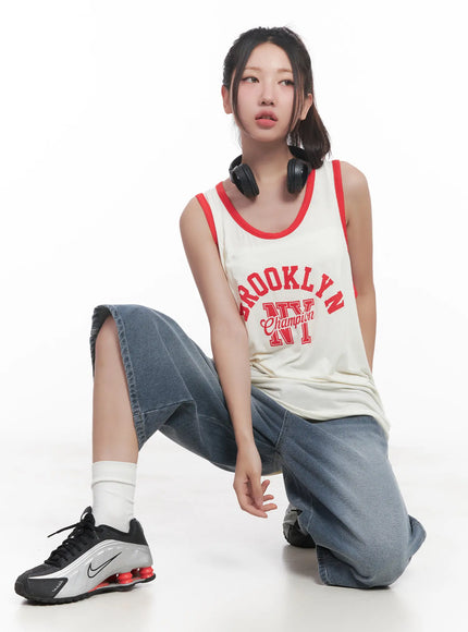 graphic-two-tone-tank-top-cu516 / Red