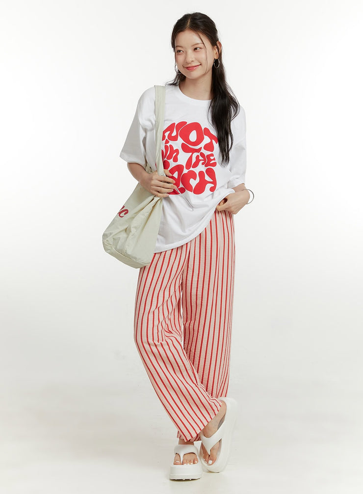 stripe-lounge-pants-ou414 / Red