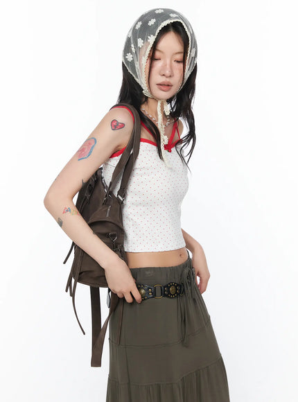 polka-dot-strappy-cami-top-ca524 / Red