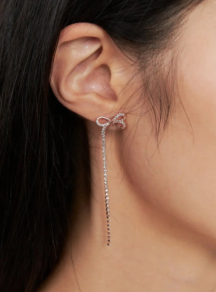 ribbon-drop-earrings-is515 / Rose gold