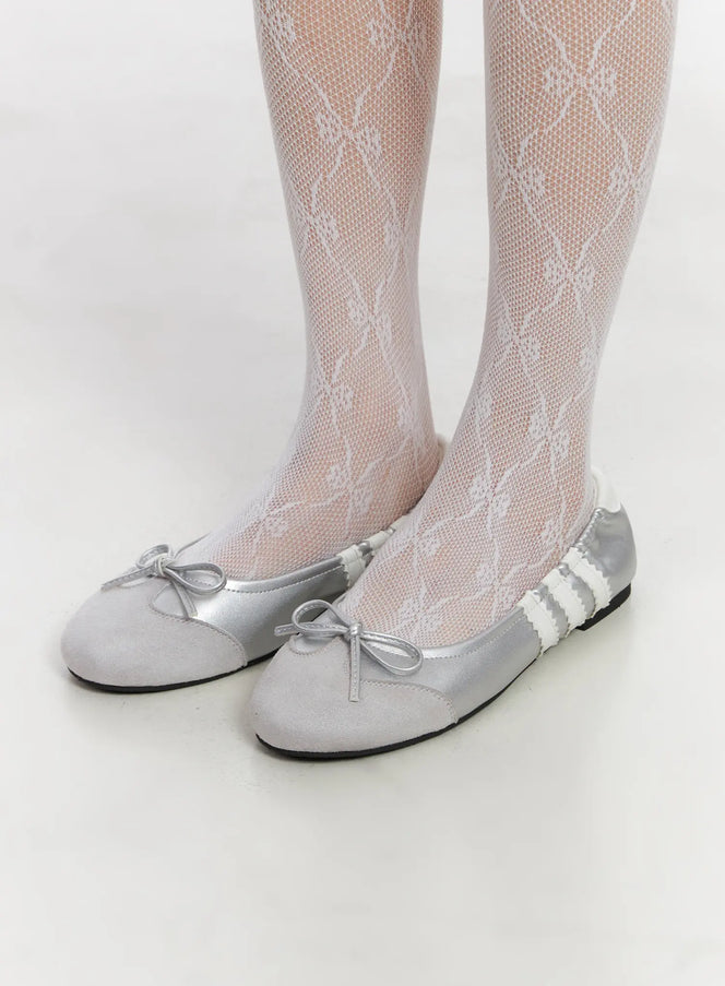 shimmer-ribbon-ballet-flats-cn521 / Silver