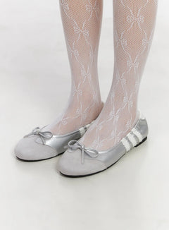 shimmer-ribbon-ballet-flats-cn521 / Silver