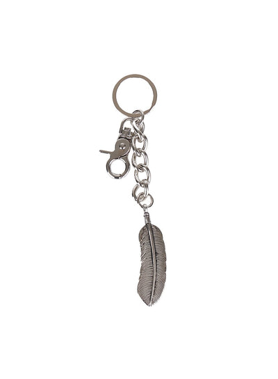 mens-feather-chain-keyring-iy508 / Silver