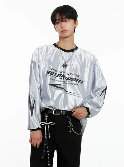 mens-metallic-sporty-long-sleeve-io517 / Silver