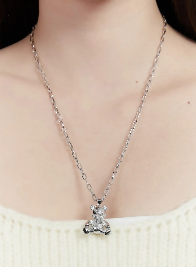 teddy-bear-chain-necklace-id529 / Silver
