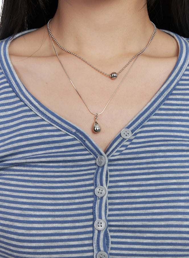 layered-bead-necklace-cd530 / Silver