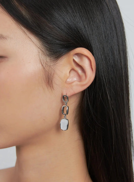 linda-three-ring-beads-earrings-iu512 / Silver