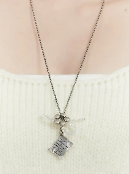 clear-ribbon-necklace-id529 / Silver