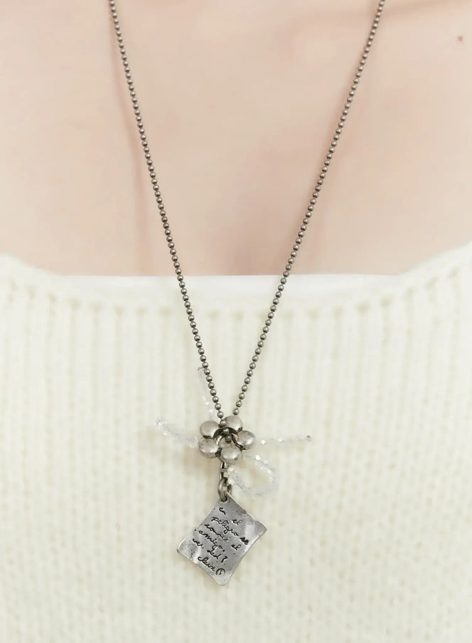 clear-ribbon-necklace-id529 / Silver