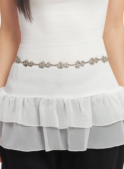 glam-rose-chain-belt-ia524 / Silver
