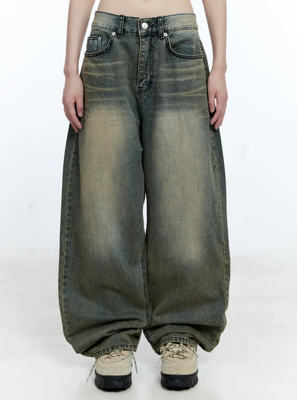yeonsoo-vintage-wash-wide-leg-jeans-cg507 / Vintage blue
