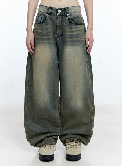 yeonsoo-vintage-wash-wide-leg-jeans-cg507 / Vintage blue