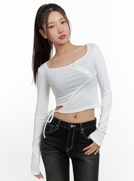 asymmetrical-strappy-long-sleeve-cn412 / White