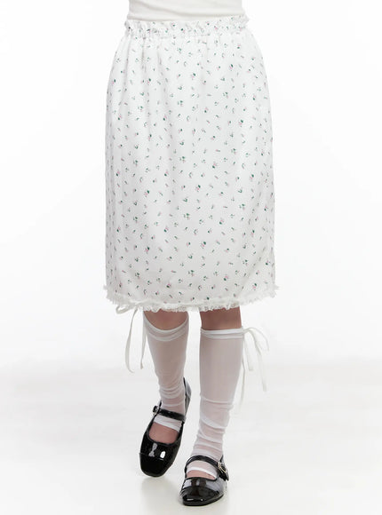 floral-lace-midi-skirt-cm527 / White