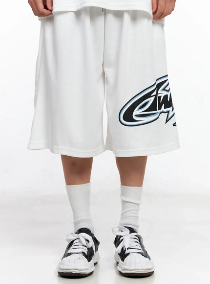 mens-graphic-logo-athletic-shorts-ig508 / White