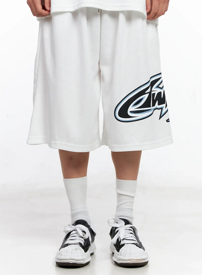 mens-graphic-logo-athletic-shorts-ig508 / White