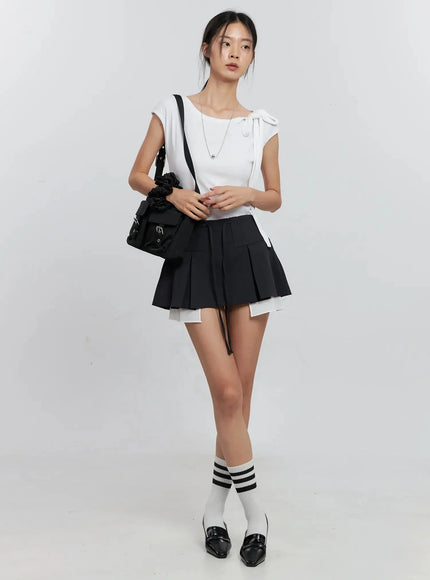 cap-sleeve-bow-tie-top-is516 / White