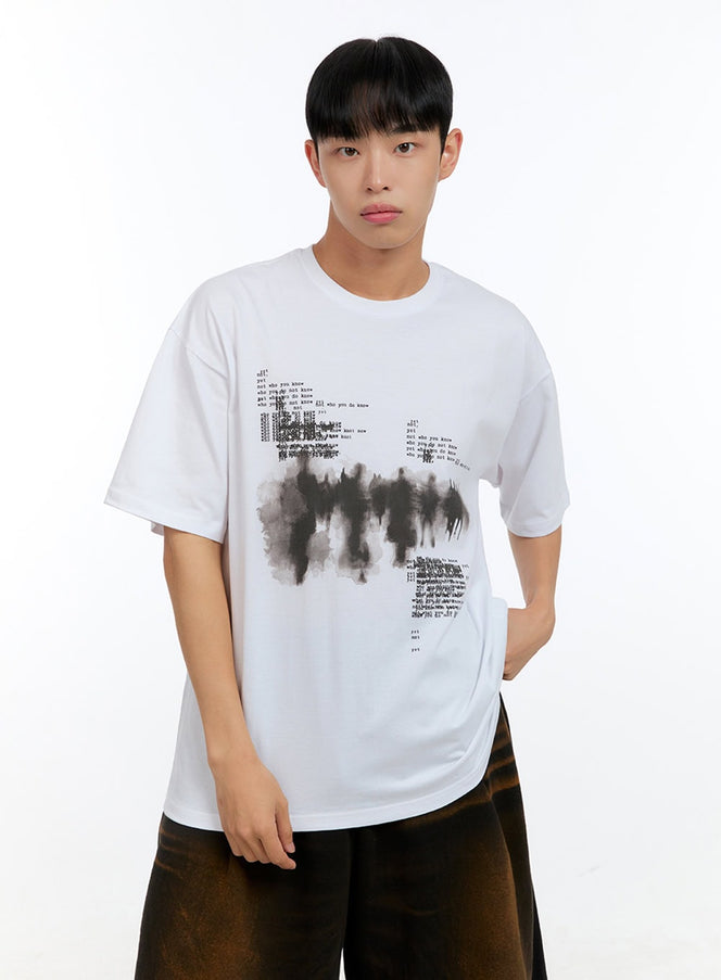 mens-graphic-round-neck-cotton-tee-ig416 / White