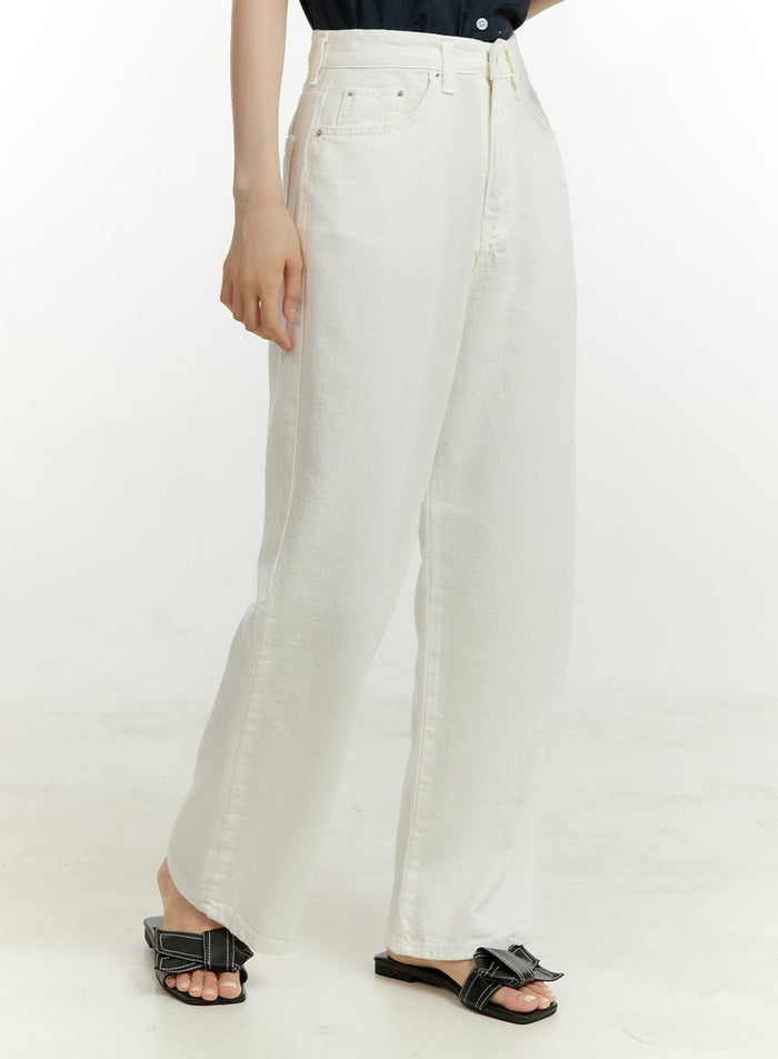solid-cotton-wide-leg-pants-ou428 / White