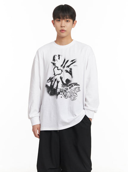 mens-cotton-graphic-long-sleeve-tee-im517 / White