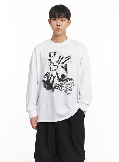 mens-cotton-graphic-long-sleeve-tee-im517 / White