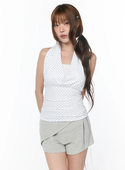 polka-dot-halter-neck-top-cy529 / White