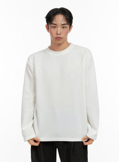 mens-fleece-long-sleeve-t-shirt-in426 / White