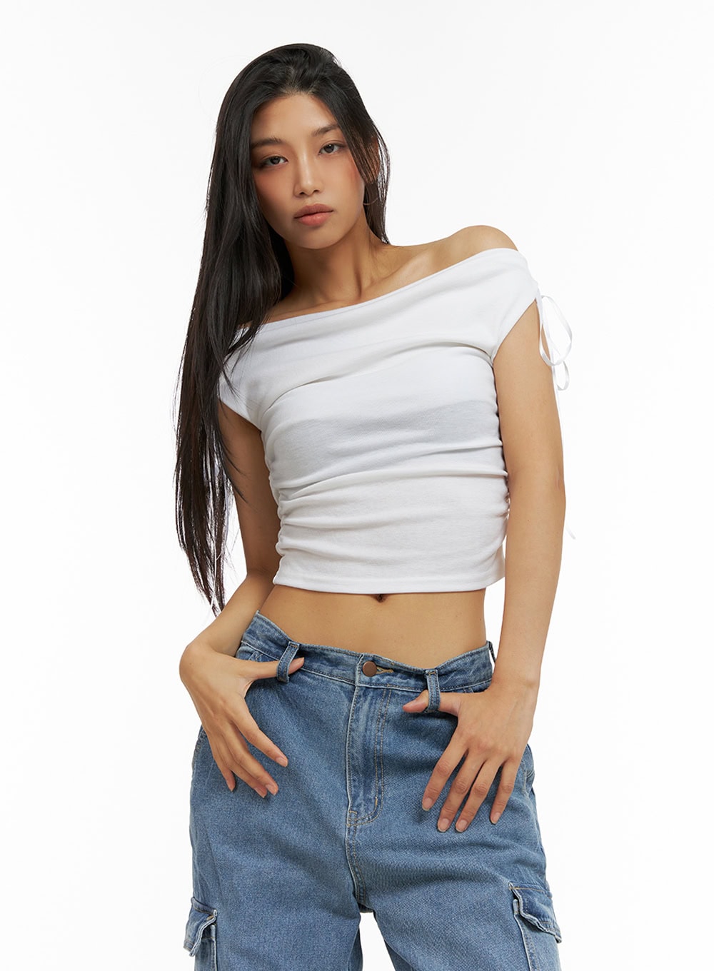 ribbon-chic-off-shoulder-crop-top-iu412 / White