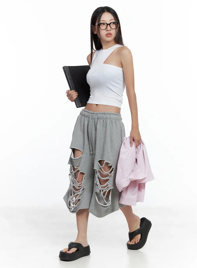 asymmetric-ribbed-cropped-tank-cl508 / White