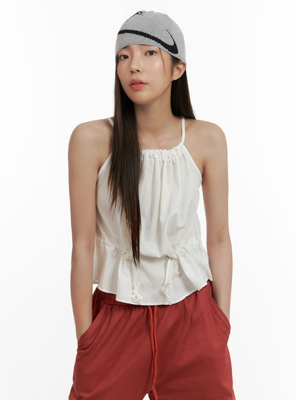 rib-drawstring-cami-top-oa429 / White