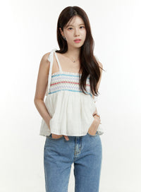 summer-flare-embroidered-sleeveless-top-ou428 / White
