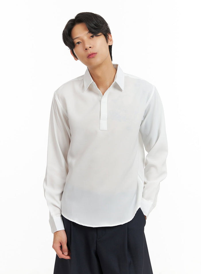 mens-collared-long-sleeve-shirt-iy416 / White