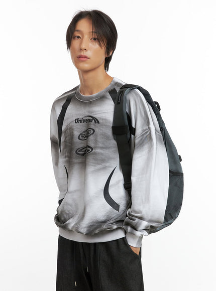 Men's Oversized Tie-Dye Graphic Sweatshirt IO402 Korean Men's