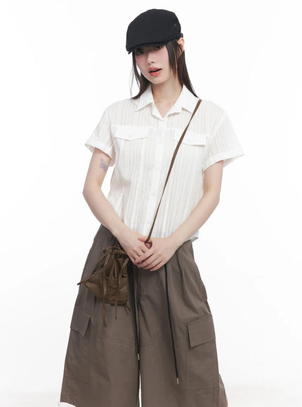 collared-buttoned-short-sleeve-shirt-cu518 / White
