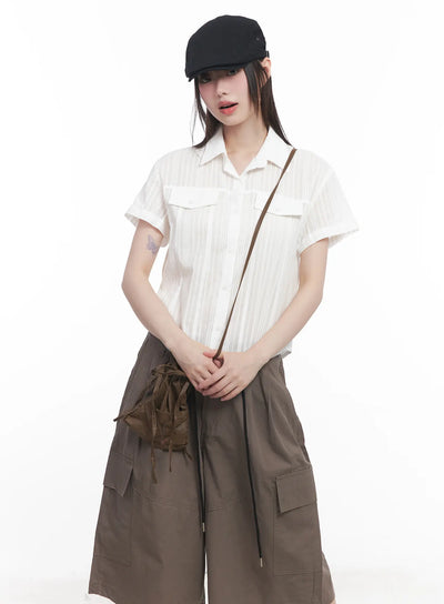 collared-buttoned-short-sleeve-shirt-cu518 / White