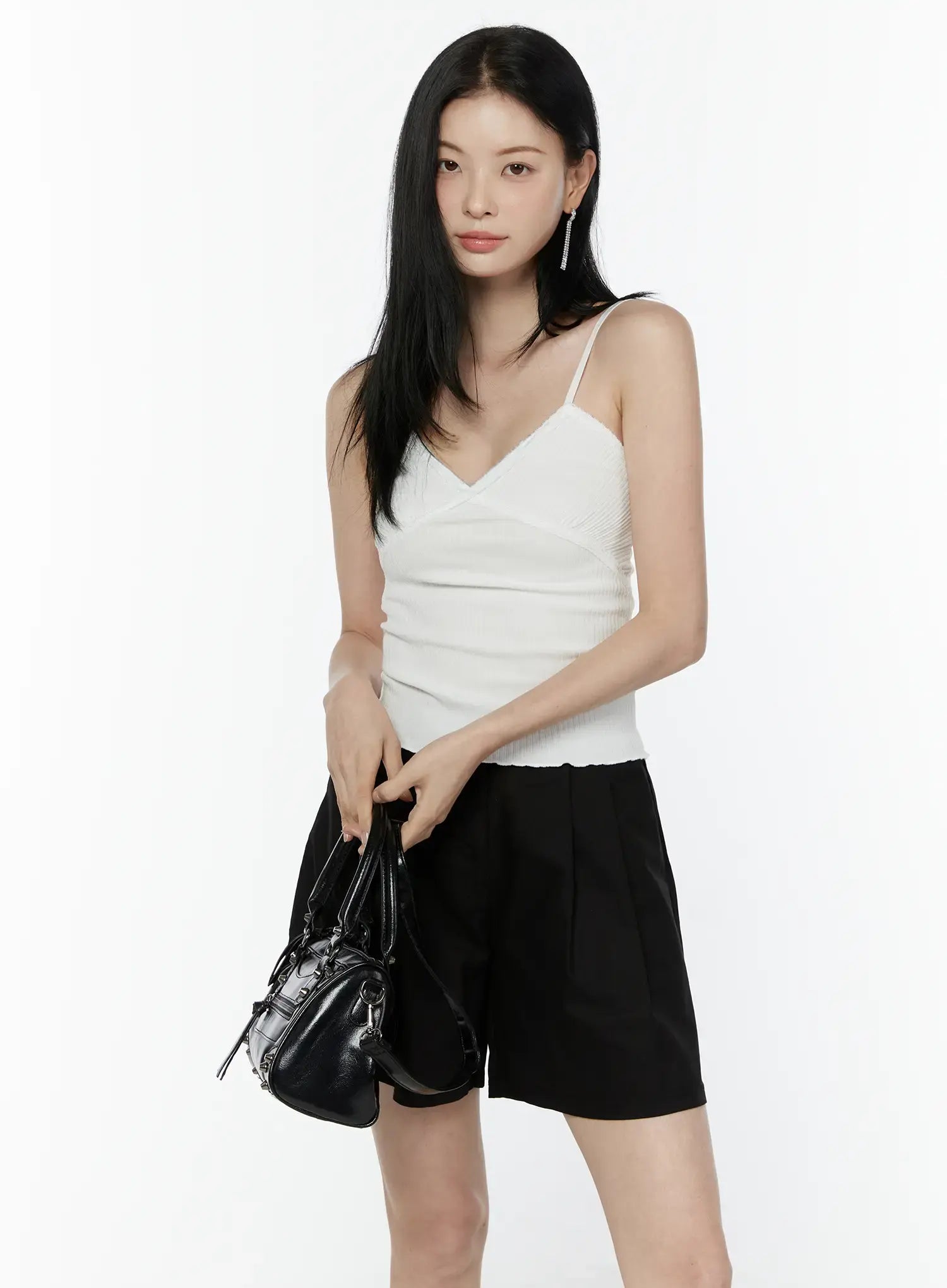 ruffled-lace-trim-cami-top-iu505 / White