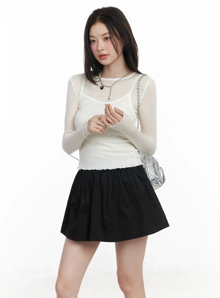 sheer-ribbed-layered-tank-set-if524 / White