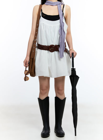 shirred-cami-mini-dress-iu503 / White