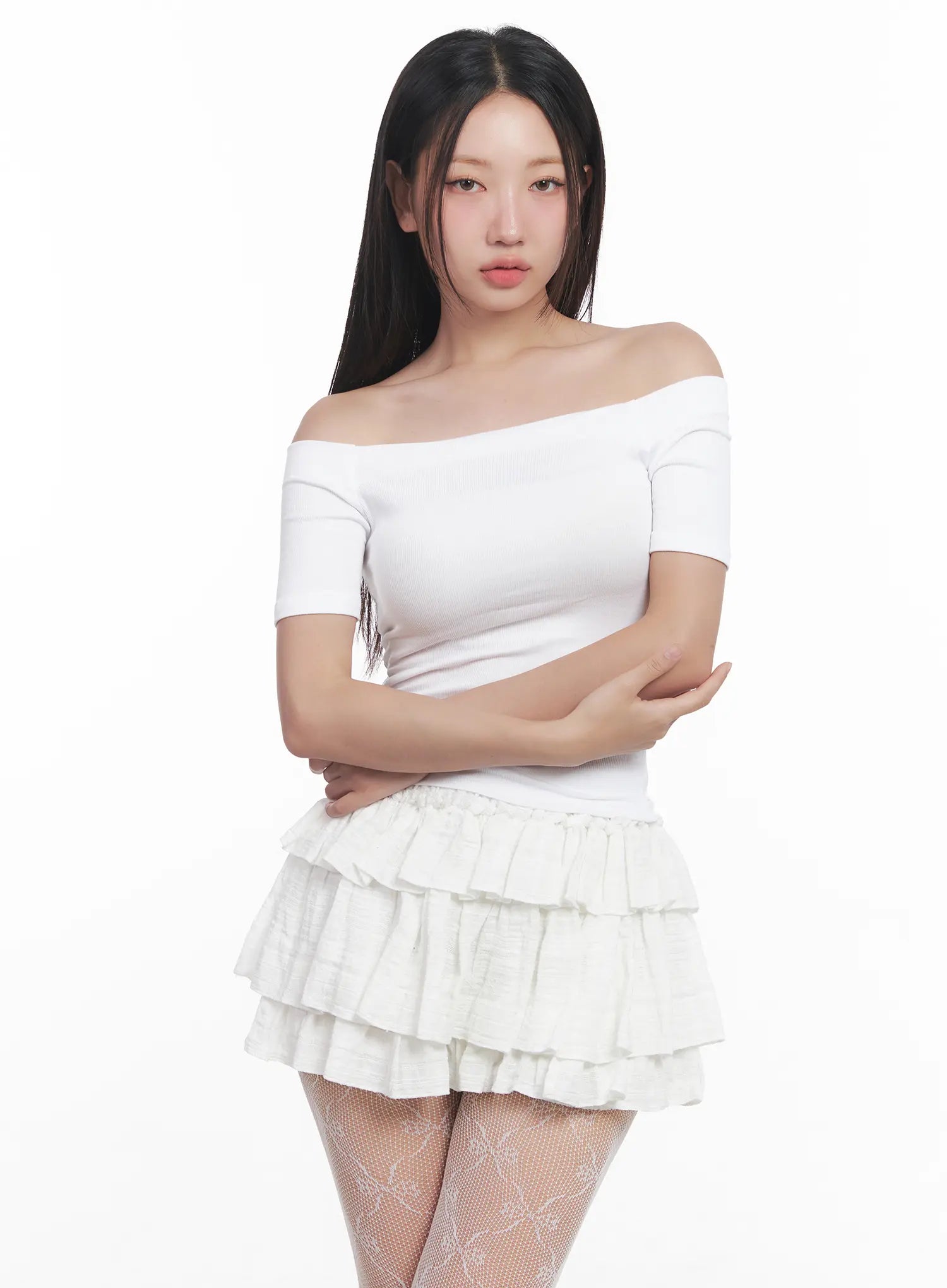 off-shoulder-ribbed-tee-cu516 / White