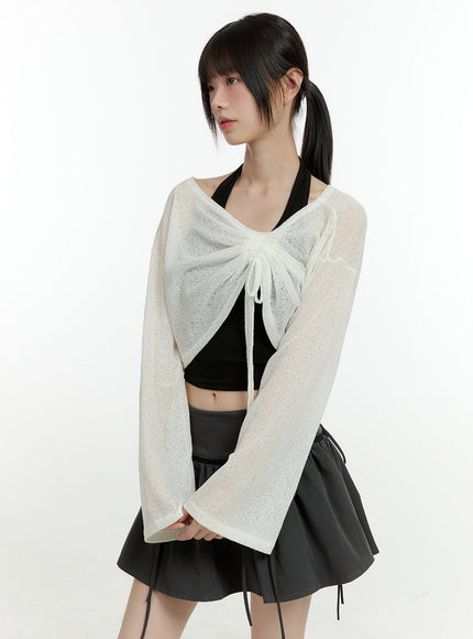 sheer-elegance-long-sleeve-crop-top-cg402 / White