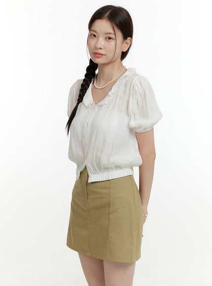 puff-sleeve-frill-blouse-ol424 / White