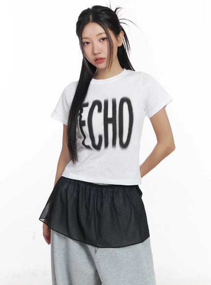 echo-lettering-crop-tee-cj530 / White